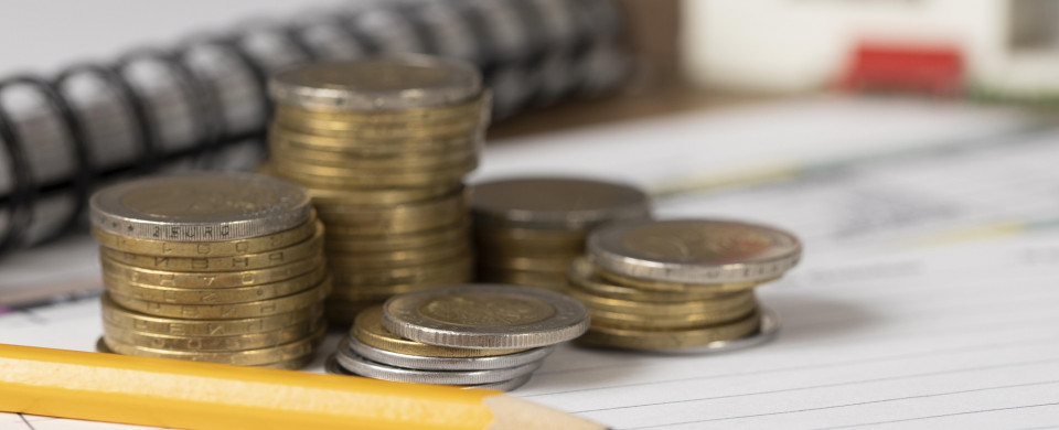 bunch-coins-paper-arrangement